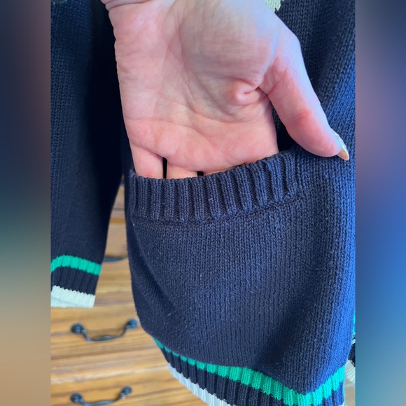 Marks & Spencer Preppy Varsity Vintage Cardigan with Argyle Pattern 100% Cotton - Picture 4 of 10